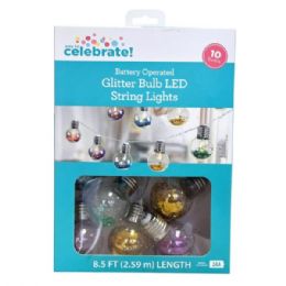 6 Wholesale Celebrate Battery Operated Glitter 10 Bulb Led String Lights