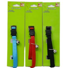 24 Pieces Asst Sm Pet Collar Solid Color w/Bell (Cat or Small Dog) - Pet Collars and Leashes