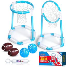 6 Pieces 2in1 Swimming Pool Floating Basketball Hoop Playset - Inflatables