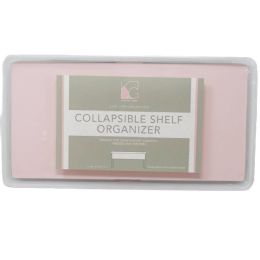 12 Pieces Pink Collaspible Shelf Doubler With Grey Tpr 14.25x7.48x7.01-inch - Organizer