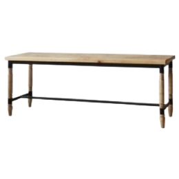 Natural Wooden Bench with Metal Accents - Home Accessories