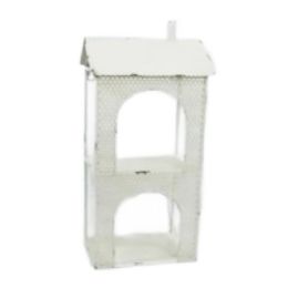 4 Pieces Off White Vintage House Wall Decor with 2 Shelves - Wall Decor