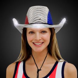 36 pieces Led Patriotic Sequin Cowboy Hat - LED party favors