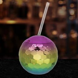 36 pieces Rainbow Disco Ball Cup With Straw - Plastic Drinkware