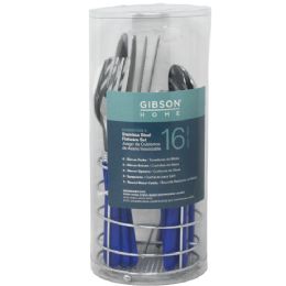 4 Pieces 16pc SS Flatware Set Cobalt Handle Sensations II - Kitchen Cutlery