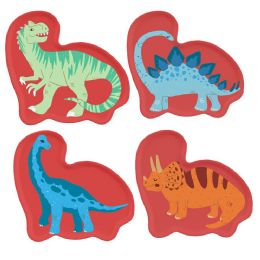 2 Pieces 4pk 9.9-inch Kids Dino Plate - Red Dino - Plastic Bowls and Plates
