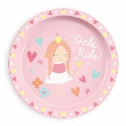 12 Pieces 8.2-inch Kids Rimmed Plate - Girls Rule - Plastic Bowls and Plates