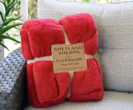 10 Pieces Shetland Sherpa Blanket In Red - Fleece & Sherpa Blankets