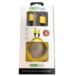 24 pieces Eg Tech 2.1a 9 Foot Silicone Usb Type C Cable In Yellow - Wires and Cables