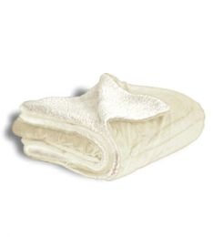 10 of Cream Micro Mink Sherpa Blanket 50 X 60 in