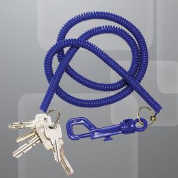 228 Pieces of Blue Plastic 23-Inch Coil Keychain With Clip