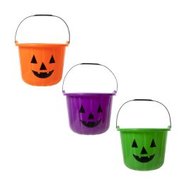 48 Pieces of Pumpkin Trick Or Treat Assorted Buckets 8 1/2in 24's