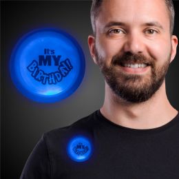 52 Pieces Blue It's My Birthday Glow Badge 3in - Party Novelties