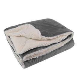8 of Grey Oversized Micro Mink Sherpa Blanket 60 X 72 in