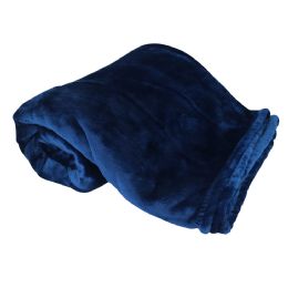 10 of Navy Oversized Mink Touch Blanket 60 X 72 in
