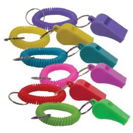 168 Pieces Coil Plastic Whistle Keychains (12-Piece) - Key Chains