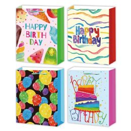 72 pieces B'day Bag 3d+glt /l 72s 10.5x13x5.5" - Gift Bags Everyday