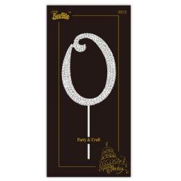 240 Pieces rhinestone cake topper #0 With stick 2x4" silver - Baking Supplies