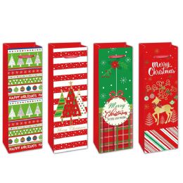 144 pieces X'mas Wine Bag Hs 144s 4x14.2x4.75-inch - Gift Bags Christmas
