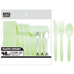 48 pieces 48ct Cultery Macron Green 48s - Disposable Cutlery