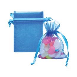 600 Pieces 3x4" 6-Piece Organza Pouch Dark Blue - Favor Bags & Boxes