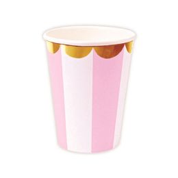 24 pieces 9oz/10ct Pp Cup BB-Pink Gold Rimmed - Plastic Drinkware