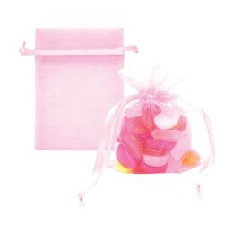 600 Pieces 4x5" 5-Piece Organza Pouch Baby Pink - Favor Bags & Boxes