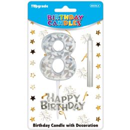 24 pieces B'day Candle Silver #8 - Birthday Candles