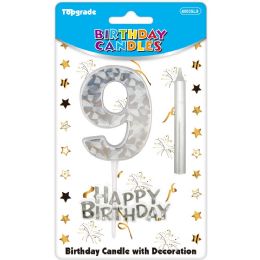 24 pieces B'day Candle Silver #9 - Birthday Candles