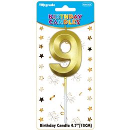 24 pieces B'day Candle Gold #9 - Birthday Candles