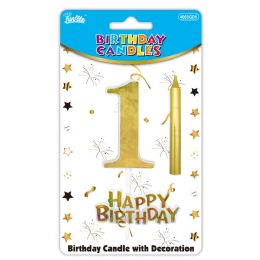 24 pieces B'day Candle Gold #1 - Birthday Candles