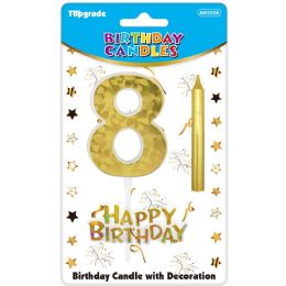 24 pieces B'day Candle Gold #8 - Birthday Candles