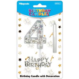 24 pieces B'day Candle Silver #4 - Birthday Candles