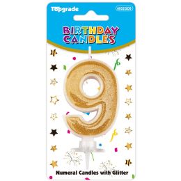 24 pieces B'day Candle Gold #9 - Birthday Candles