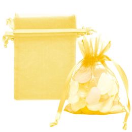 600 Pieces 3x4" 6-Piece Organza Pouch Gold - Favor Bags & Boxes