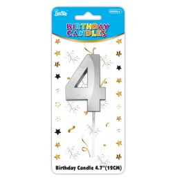 24 pieces B'day Candle Silver #4 - Birthday Candles