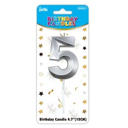 24 pieces B'day Candle Silver #5 - Birthday Candles