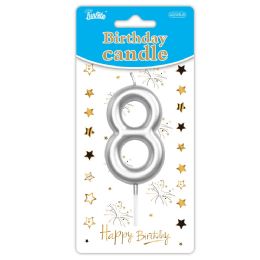 24 pieces B'day Candle Silver #8 - Birthday Candles