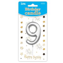 24 pieces B'day Candle Silver #9 - Birthday Candles