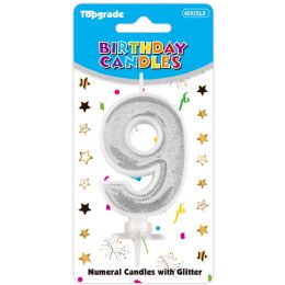 24 pieces B'day Candle Silver #9 - Birthday Candles