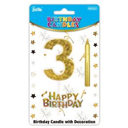 24 pieces B'day Candle Gold #3 - Birthday Candles