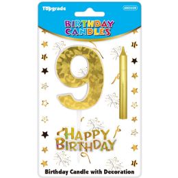 24 pieces B'day Candle Gold #9 - Birthday Candles