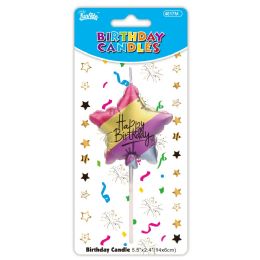 24 pieces B'day Candle Clr Star Electroplated 14x6cm - Birthday Candles