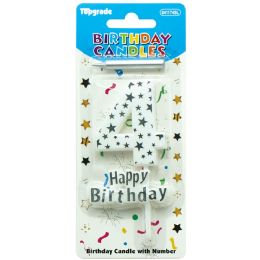 24 pieces 5" B'day Candle Silv #4 - Birthday Candles