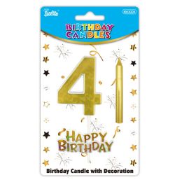24 pieces B'day Candle Gold #4 - Birthday Candles