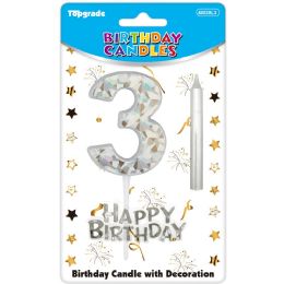 24 pieces B'day Candle Silver #3 - Birthday Candles