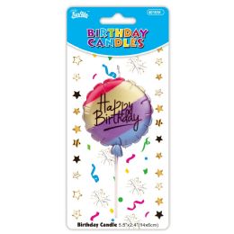 24 pieces B'day Candle Clr Round Electroplated 14x6cm - Birthday Candles