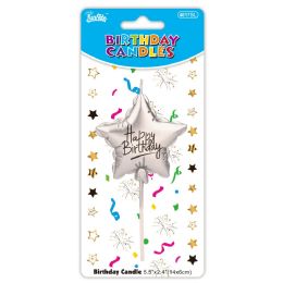 24 pieces B'day Candle Sl Star Electroplated 14x6cm - Birthday Candles