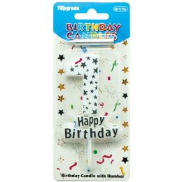 24 pieces 5" B'day Candle Silv #1 - Birthday Candles
