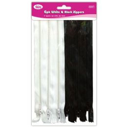 24 pieces 6ct Zipper Wht&blk - Sewing Supplies